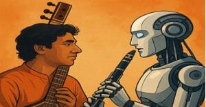 A human-A.I. jugalbandi unfolds—where tradition meets technology, improvisation meets algorithms, and music, art, and science are reimagined together.