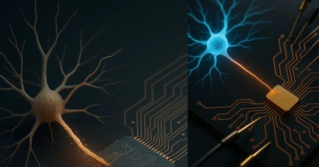 Discover how artificial neurons built from protein nanowires are operating at biological voltages, bridging the gap between silicon and synapse. Explore the future of bioelectronic brains, neuromorphic computing, and brain-machine interfaces.