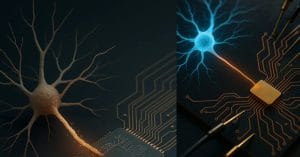 Discover how artificial neurons built from protein nanowires are operating at biological voltages, bridging the gap between silicon and synapse. Explore the future of bioelectronic brains, neuromorphic computing, and brain-machine interfaces.
