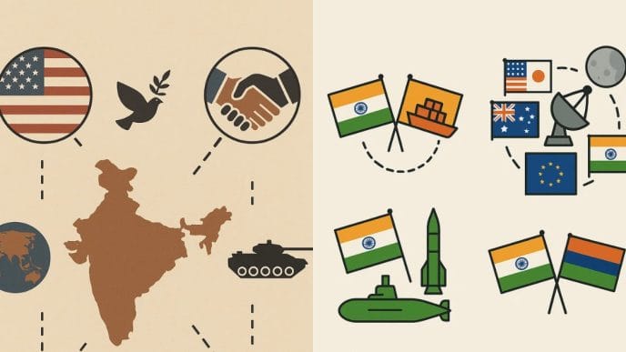 Explore how India maintains strategic autonomy in the 21st century, balancing partnerships with allies, managing adversaries, and pursuing global ambitions through initiatives like the IMEC Corridor, QUAD, NISAR, and Artemis.